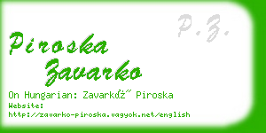 piroska zavarko business card